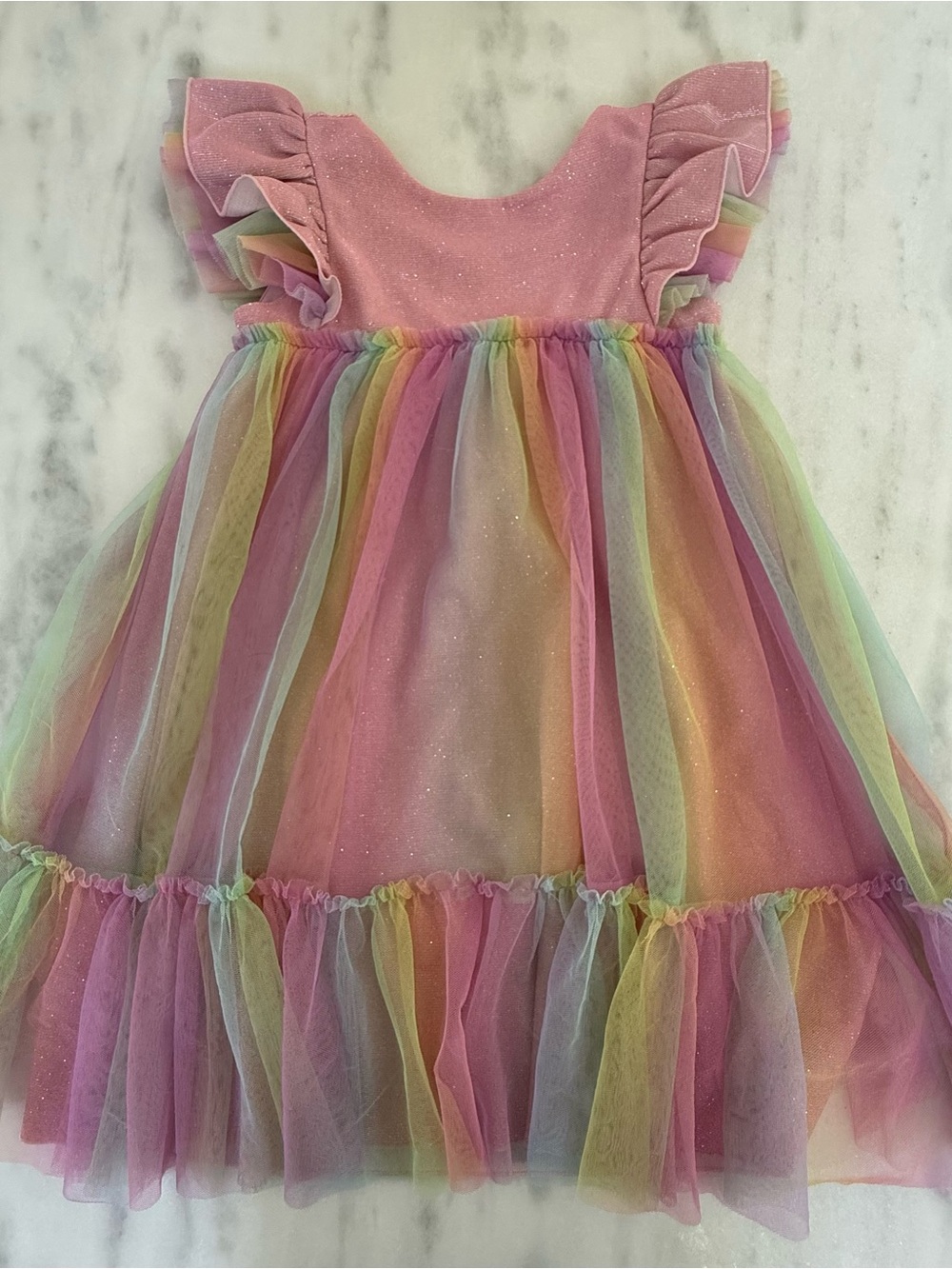 American Girl Pink Multi-Color Rainbow Tulle Dress